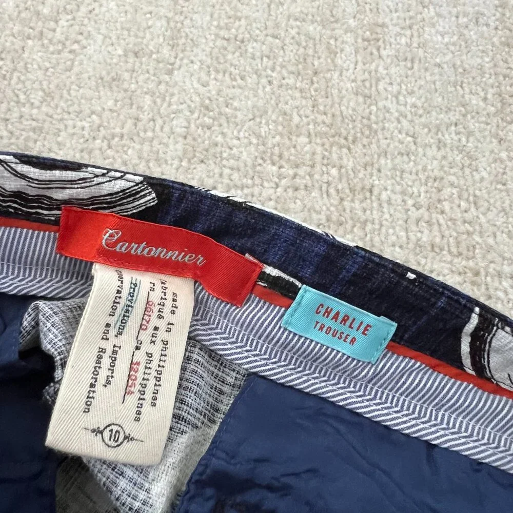 Anthropologie Cartonnier Cropped Cotton Trousers Pants 10 - Picture 2 of 9